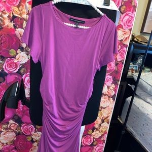 Purple mid-length women stretchy dress